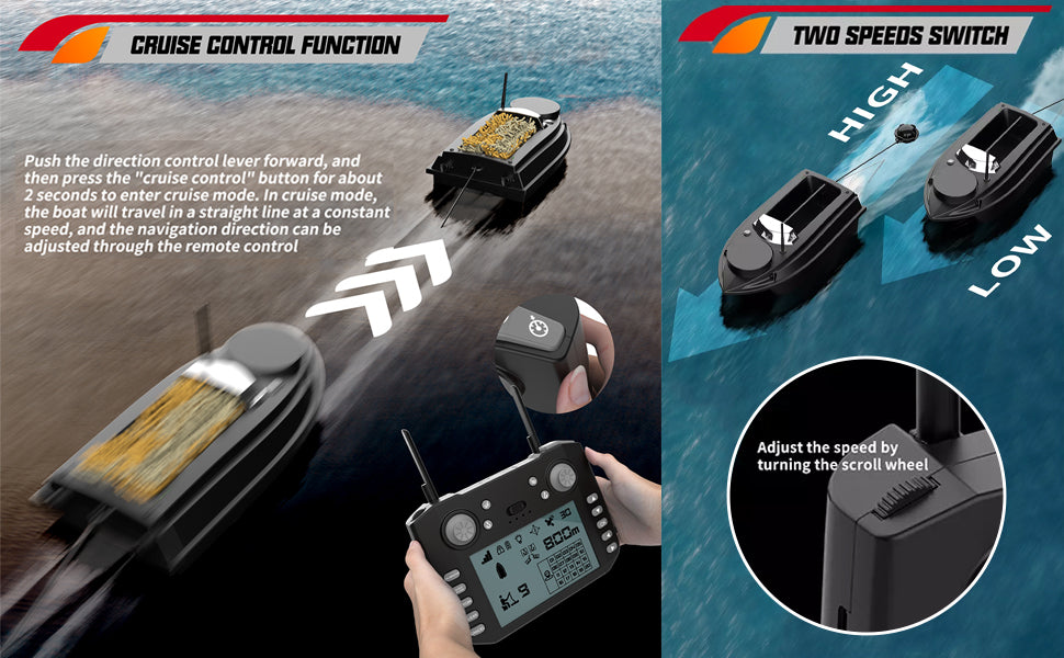 V030 Remote Control GPS Bait Boat With LCD Screen And LED Lights