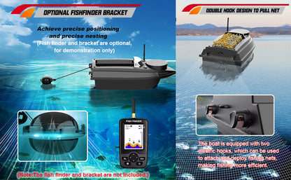 V030 Remote Control GPS Bait Boat With LCD Screen And LED Lights