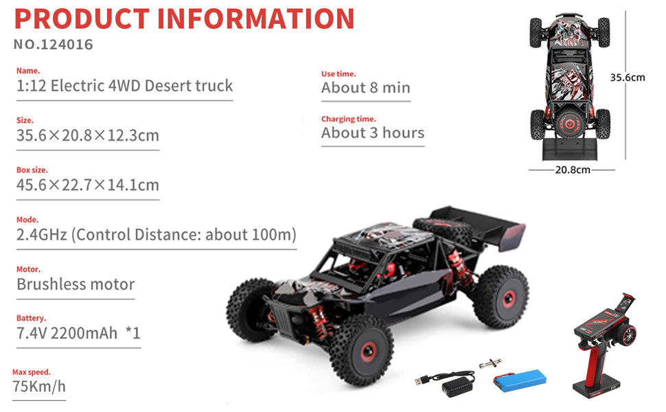 WLtoys 124016 V2 1:12 4WD Brushless RC Buggy