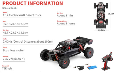 WLtoys 124016 V2 1:12 4WD Brushless RC Buggy