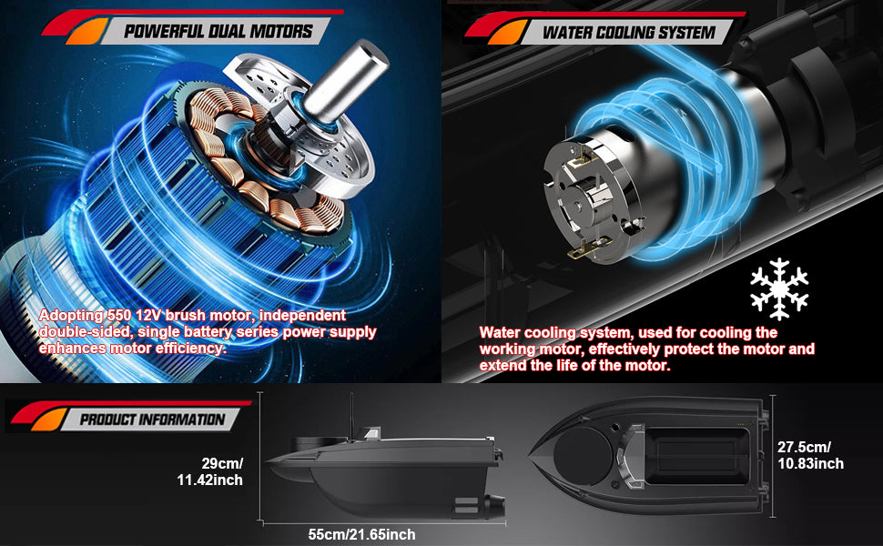 V030 Remote Control GPS Bait Boat With LCD Screen And LED Lights