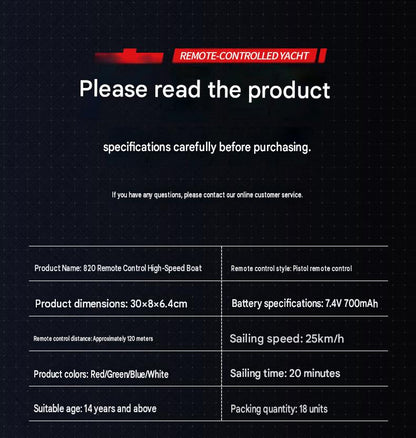 HJ820 Remote Control High Speed Boat