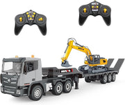 Fistone 1319G 1:24 RC Semi Truck And Excavator Toy Set