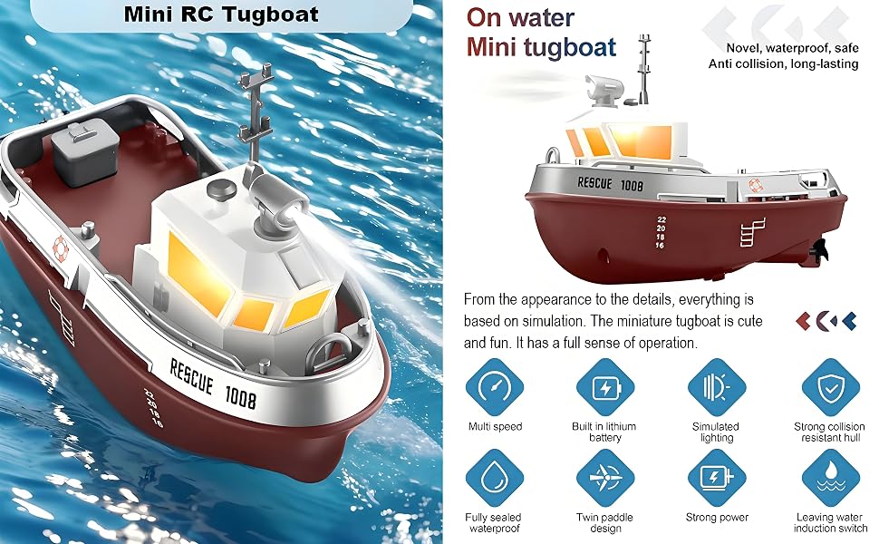 Rescue 1008 1:32 2.4G Scale Mini Remote Control Tugboat