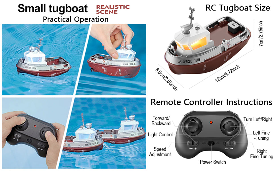Rescue 1008 1:32 2.4G Scale Mini Remote Control Tugboat
