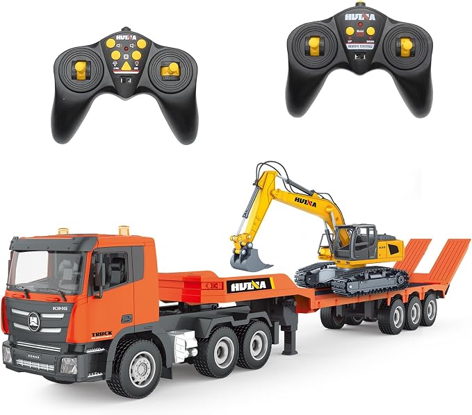 Fistone 1319G 1:24 RC Semi Truck And Excavator Toy Set