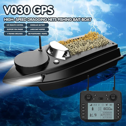 V030 Remote Control GPS Bait Boat With LCD Screen And LED Lights