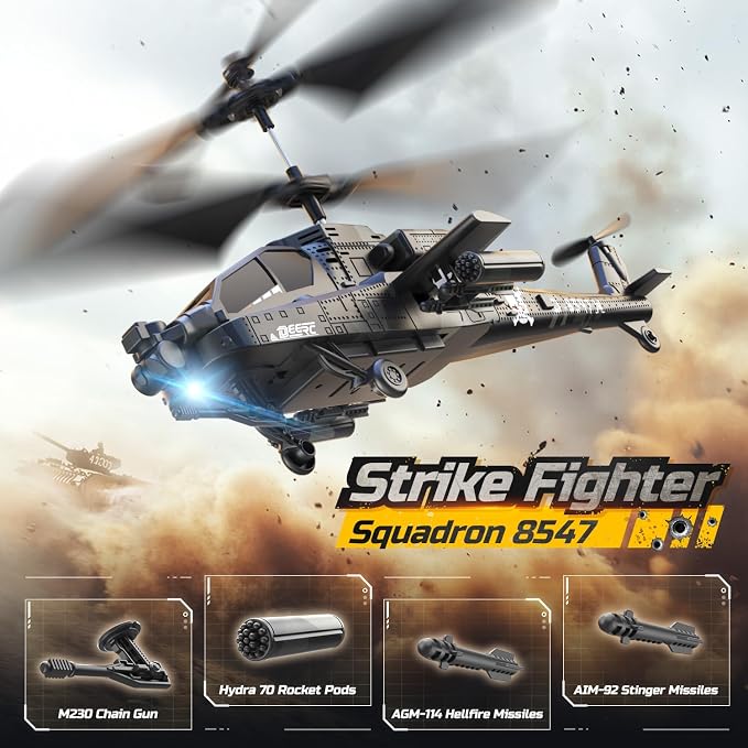 DEERC RC Helicopter With LED Lights And Altitude Hold