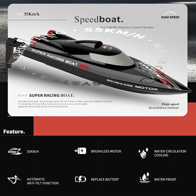 WLtoys WL916 Brushless RC Boat With LED Lights