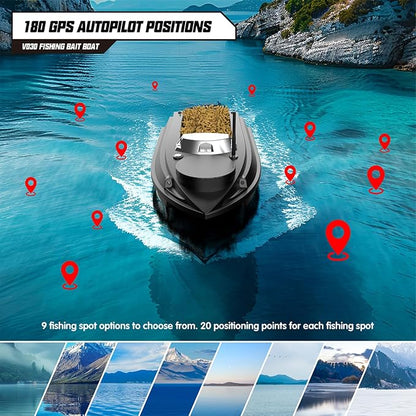 V030 Remote Control GPS Bait Boat With LCD Screen And LED Lights
