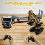 Fistone 1319G 1:24 RC Semi Truck And Excavator Toy Set