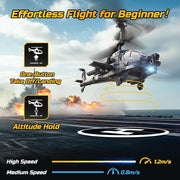 DEERC RC Helicopter With LED Lights And Altitude Hold