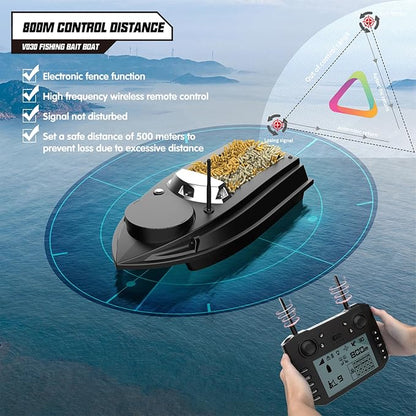 V030 Remote Control GPS Bait Boat With LCD Screen And LED Lights