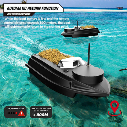 V030 Remote Control GPS Bait Boat With LCD Screen And LED Lights