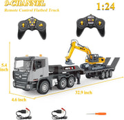 Fistone 1319G 1:24 RC Semi Truck And Excavator Toy Set