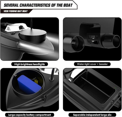 V030 Remote Control GPS Bait Boat With LCD Screen And LED Lights